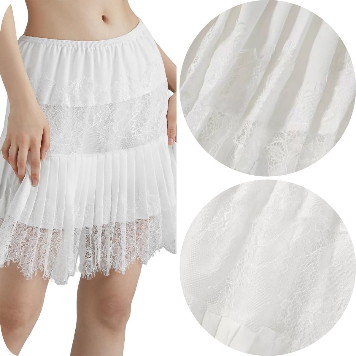 Lace Skirts, Y2K Lace Skirts for Women with Ruffle Floral, Widened Low Waist Layered Slip Skirt S-3XL - Image 5