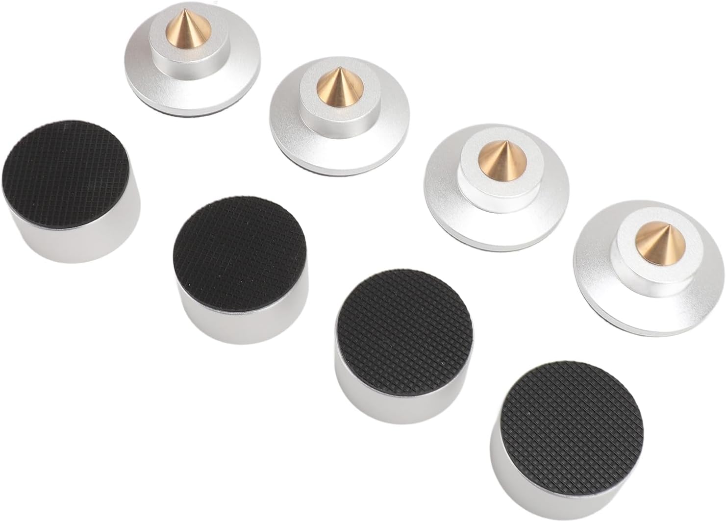 SUNGOOYUE Speaker Isolation Spike Foot Pads Concentrated Sound Focus for Sound Equipment Pack of 4 (Silver)
