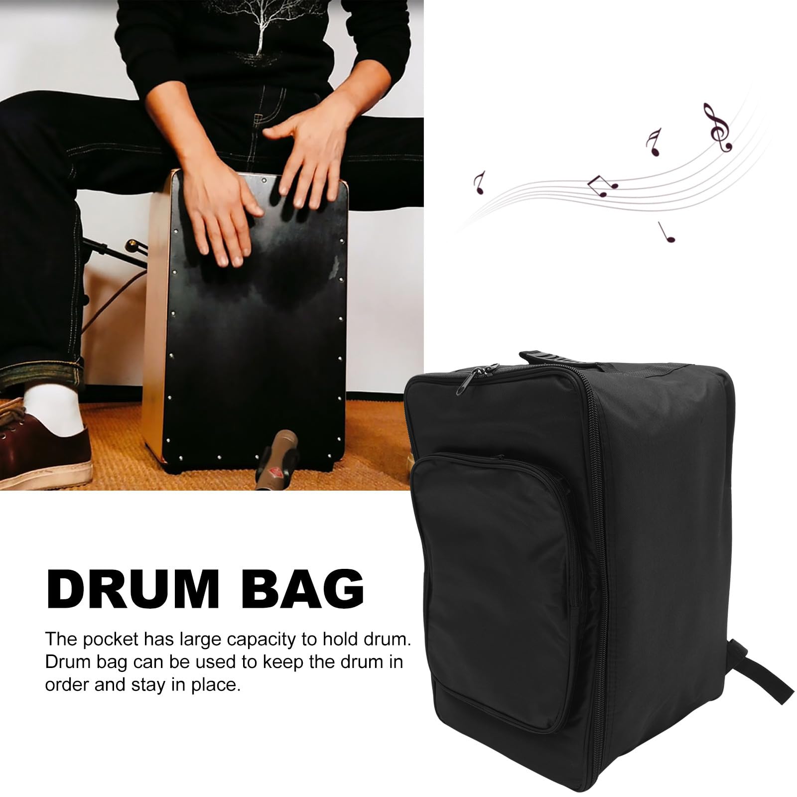 Schlagzeugtasche Cajon mit Gepolstertem Oxford Bezug und Verstellbarem Schultergurt Rucksack für Musiker Kompakte Größe für Aufbewahrung und Transport