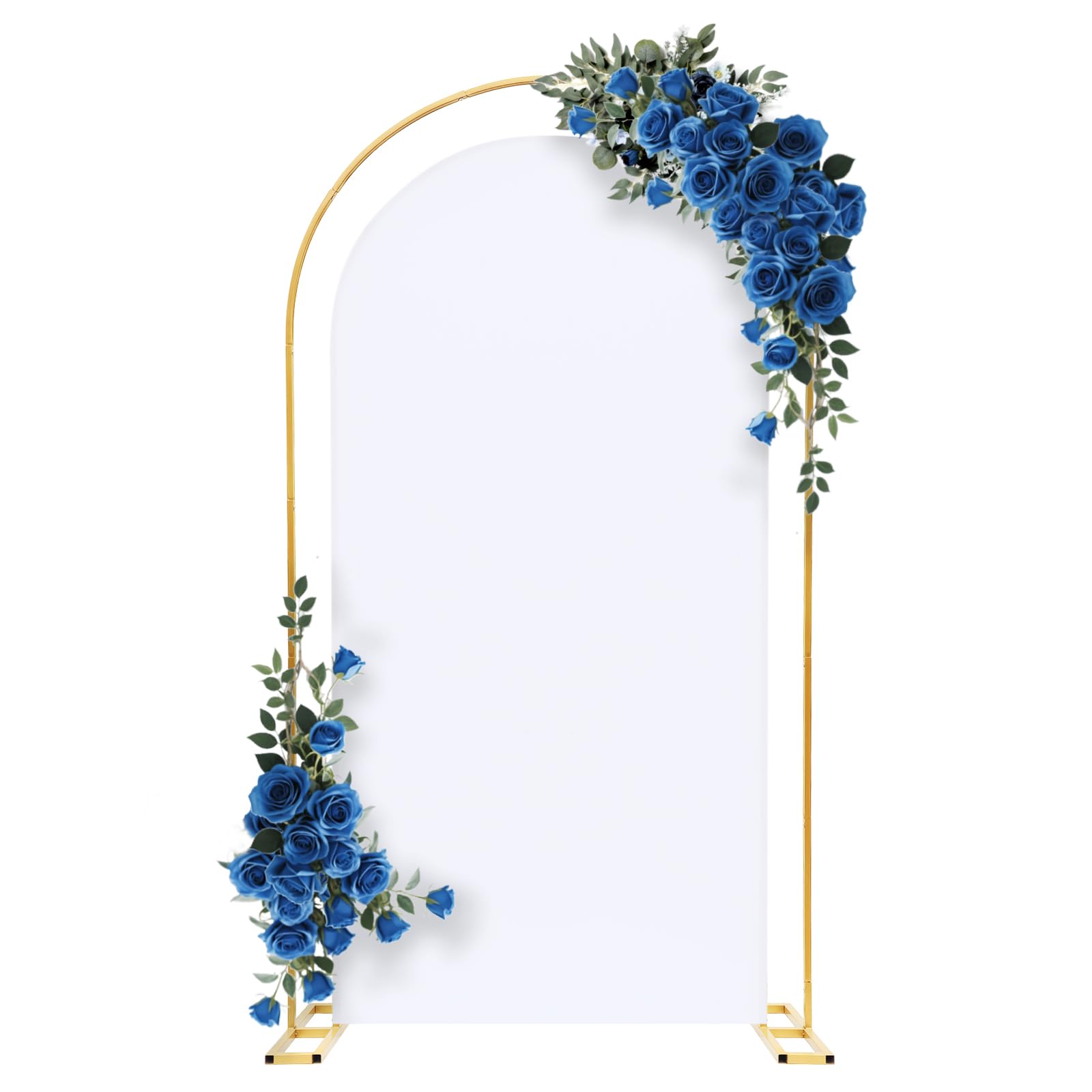 Arch Backdrop Stand and White Cover Set,7.2 FT Metal Double U Shaped Arched