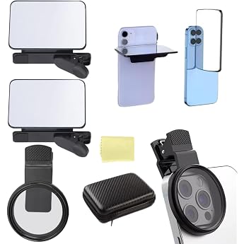 2Pcs Spiegeleffekt Objektiv Handy Spiegeleffekt-Objektiv Smartphone Spiegel F r Handy Spiegel zum Anklippen Verstellbarer f r Kreative Einzigartige Spiegel-Effekte mit 1 CPL Filter Handy 52mm