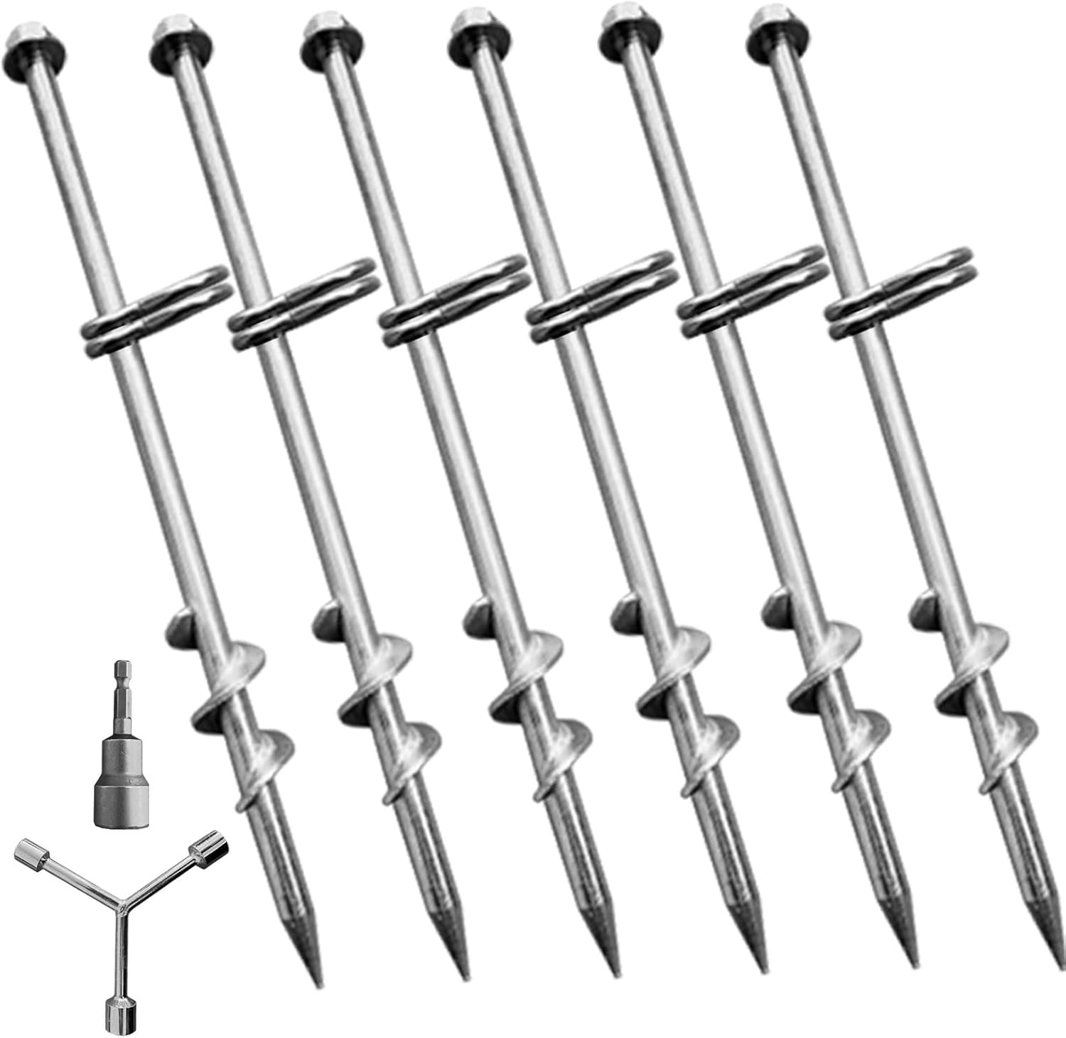Fierywater Ground Anchors Screw in 6 Pack12 Inch Double Arbitrary Direction