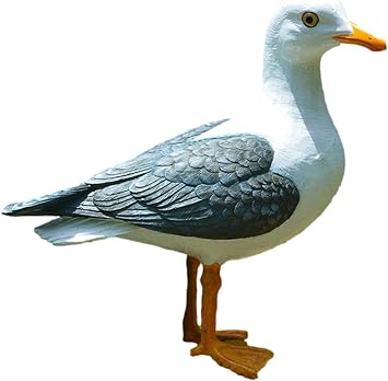 Realistic Seagull Statue, 12 in Height, Blue and White Feathers 111