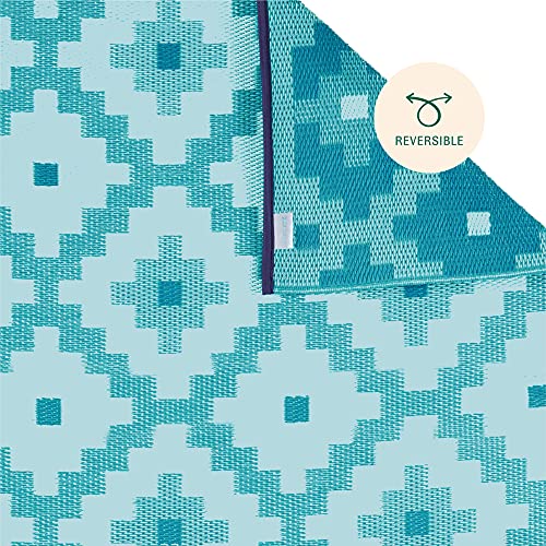 Trava Home Outdoor Rug - Reversible Modern Design, 4"X6" Blue Geometric, Easy To Clean, Water Resistant, Durable For Indoor, Patio, And Living Room Décor #TOP1