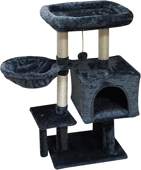 Amazon Com Fish Nap Us09yh Cat Tree Cat Tower Cat Condo Sisal Scratching Posts With Jump Platform Cat Furniture Activity Center Play House Smokygrey Pet Supplies