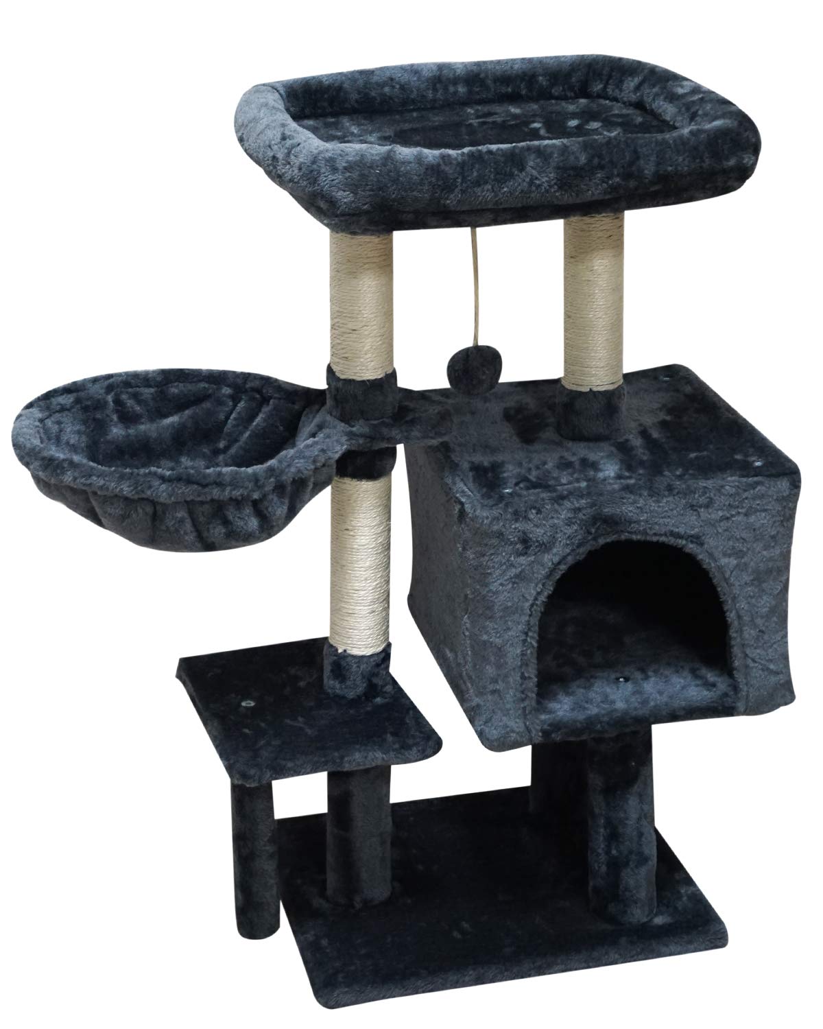 FISH&NAP Cat Tree Cat Tower Cat Condo Sisal Scratching Posts with Jump Platform Cat Furniture Activity Center Play House Grey