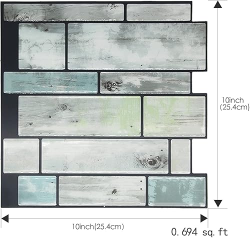 Miniatura 6 de Pielik Azulejos de cocina de 10 hojas despegar y pegar resistentes al calor y al agua adhesivos texturizados autoadhesivos despegar y pegar azulejos