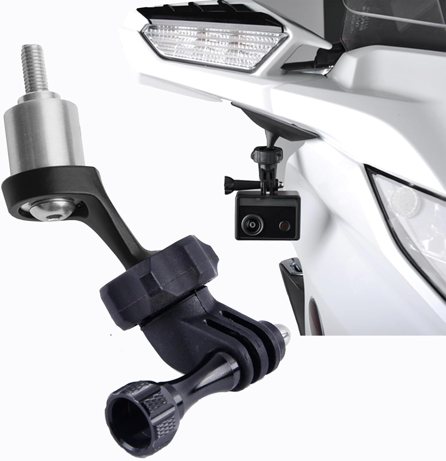 PANICAL Motorcycle for Honda 2018-2025 Goldwing gl1800 F6B Accessory Rearview Mirror 5/8" 0.62" inch 17mm TPU Ball Head Base Set for Sports Cameras Bracket (Rearview Mirror Camera Bracket)