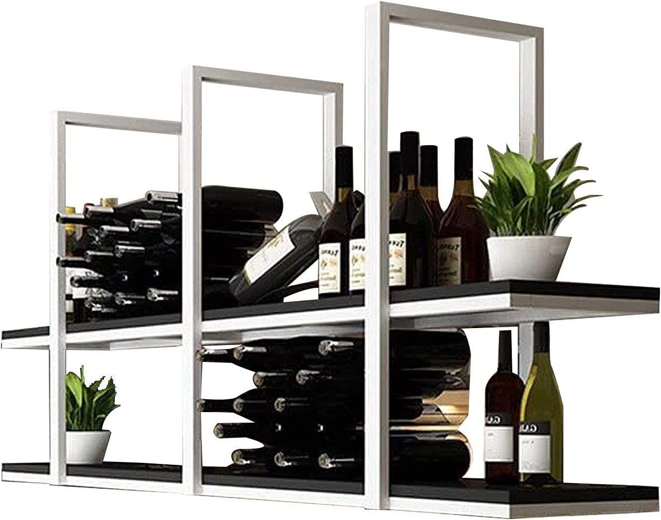 Ceiling Shelf Retro Ceiling Flower Stand Suspended Ceiling Storage Rack Shelves 2-Tier Display Rack for Restaurant and Family Easy to Install 3 Sizes (Black Bracket 120 * 30 * 80cm)
