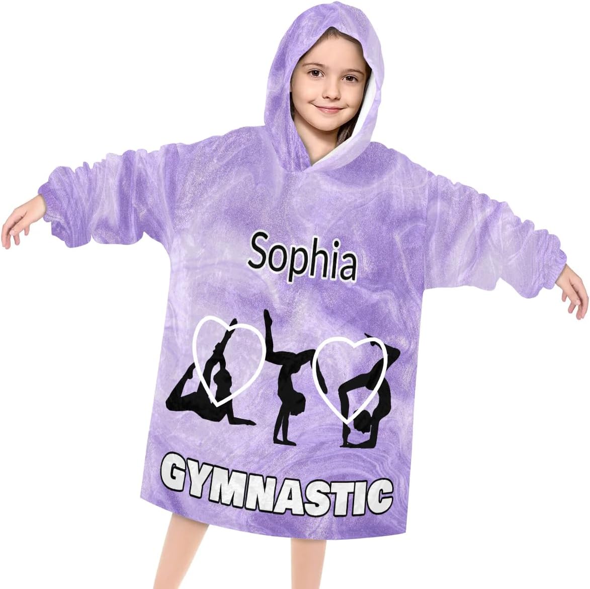 Custom Wearable Blanket Hoodie for Kids Personalized Name Oversized Sweatshirt Blanket with Pocket