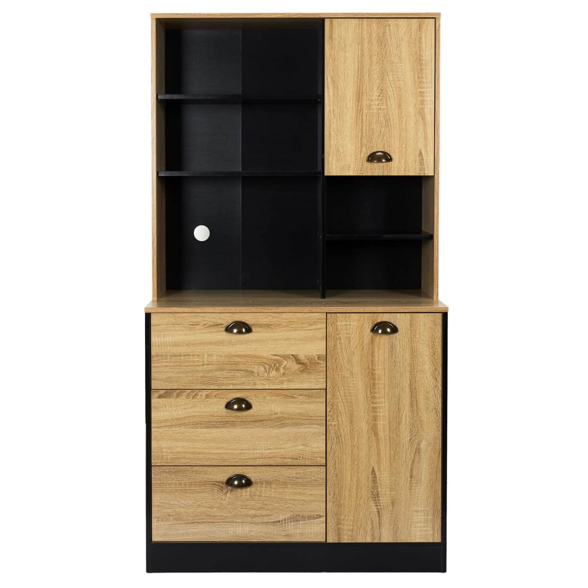 AltoBuy DINAJ - Buffet Vaisselier Multi-Rangement Aspect Bois