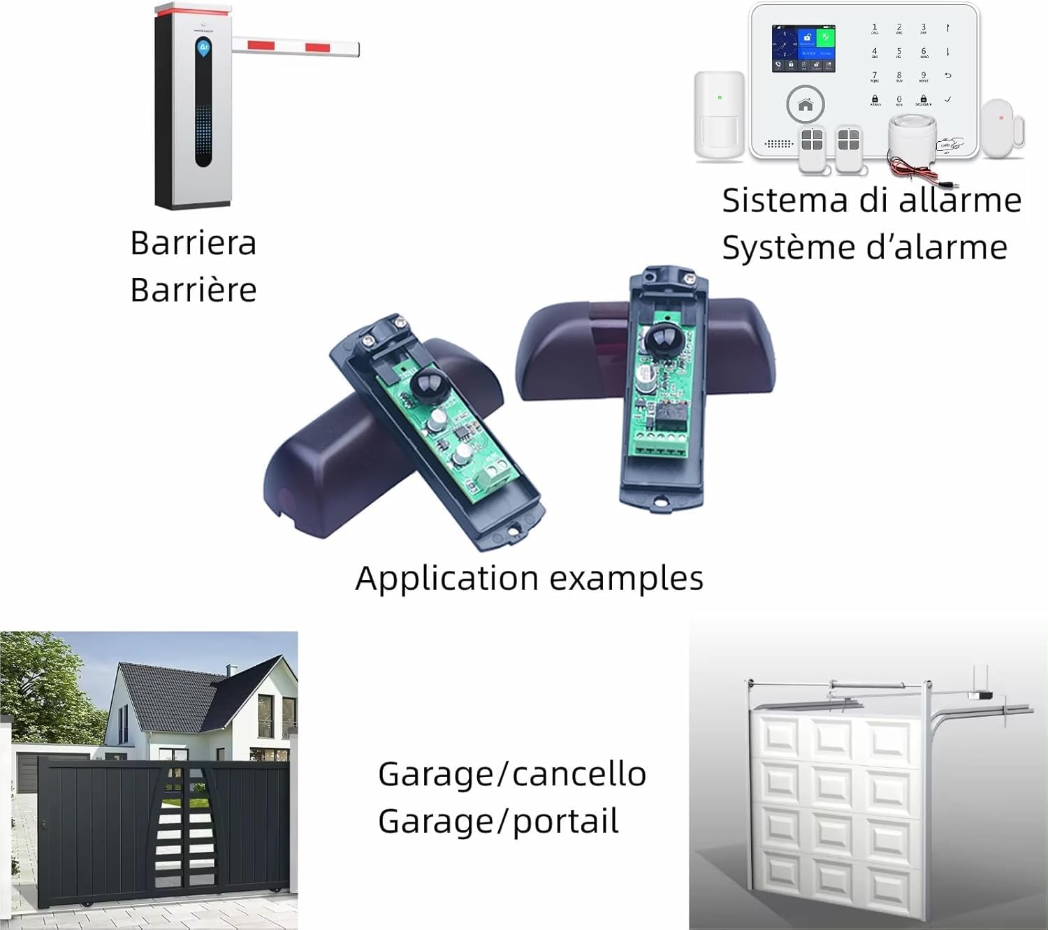 Juego Pareja par de fotocelulas infrarojos universales Sensor Externo automatico Puertas de Garaje Seguridad 12V/24 AC DC Contacto NO NC COM con Filtro Solar 20 Metros