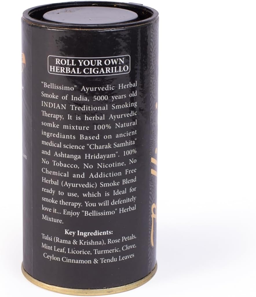 Bellissimo Herbal Smoke Mixture, Tobacco & Nicotine Free Smoking Blend, Tobacco Alternatives to Quit Smoking, Premium Flavour, Roll Your Own Smoke Herbal Filter Dhoompan, 3oz/90gm