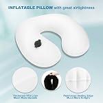 Cirorld Inflatable Travel Pillow for Airplanes, Compact Travel Neck Pillow with Eye Mask and Earplugs, Lightweight Neck Support Travel Pillows for Long Flight, Road Trip, Black