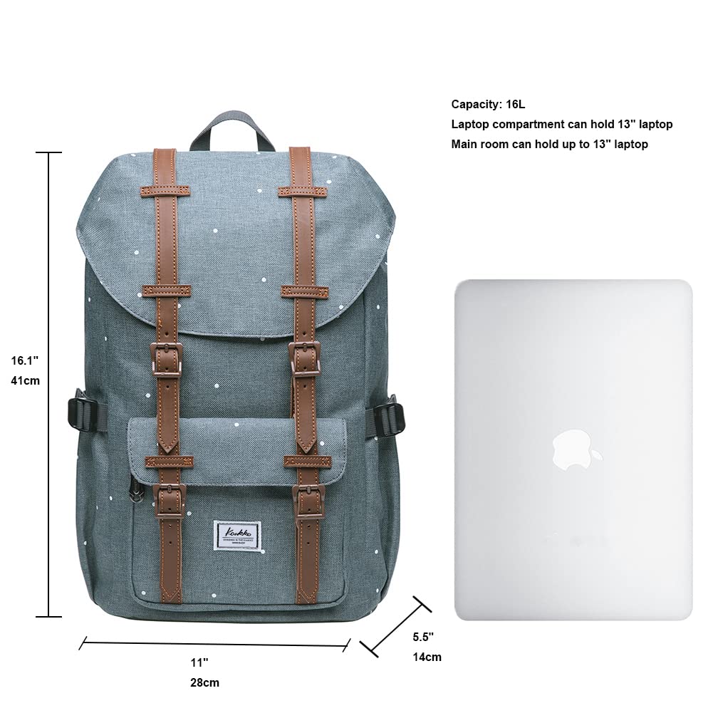 KAUKKO Mochila Tipo Casual de Hombre y Mujer para Portátil para Escuela, Viajes o Senderismo Mini tamaño Gris