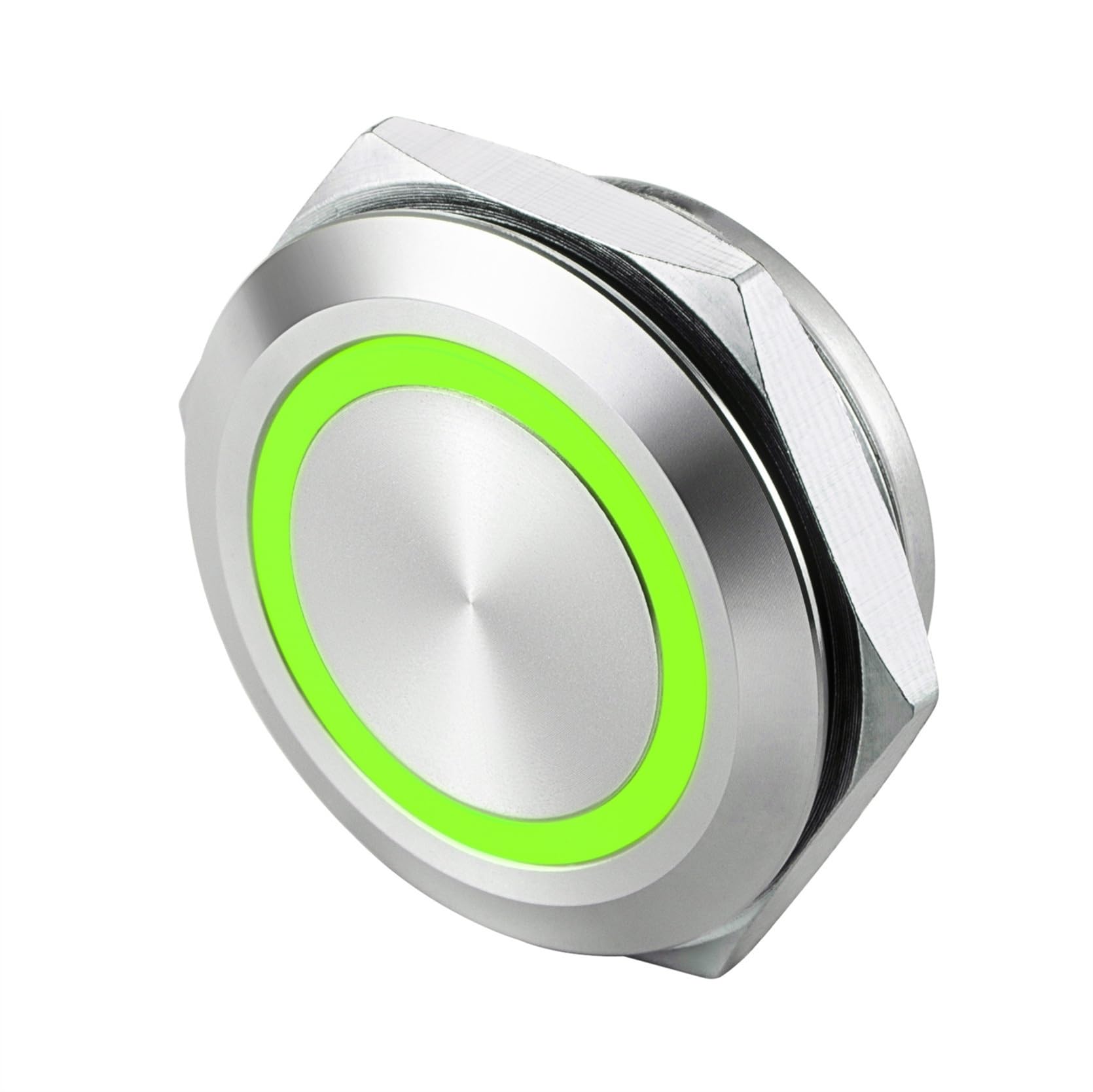 Pulsador inoxidable de 22 mm con tacto LED verde para paneles de control 8