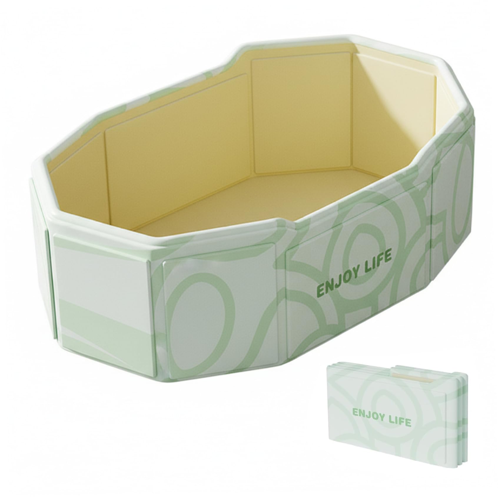 Vaschetta da bagno pieghevole per bambini, vasca portatile per bambini con design ergonomico e scarico facile, vasca da bagno pieghevole per neonati da neonato a bambino, Verde..