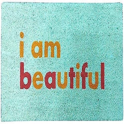 Image of Onlymat I am Beautiful Printed Anti-Slip Doormat (Multicolor) Rectangular Shaped Entryway Rug Natural Coir Material with PVC Backing for Outdoor Entrance Home Mats Floor (75cm x 45cm)