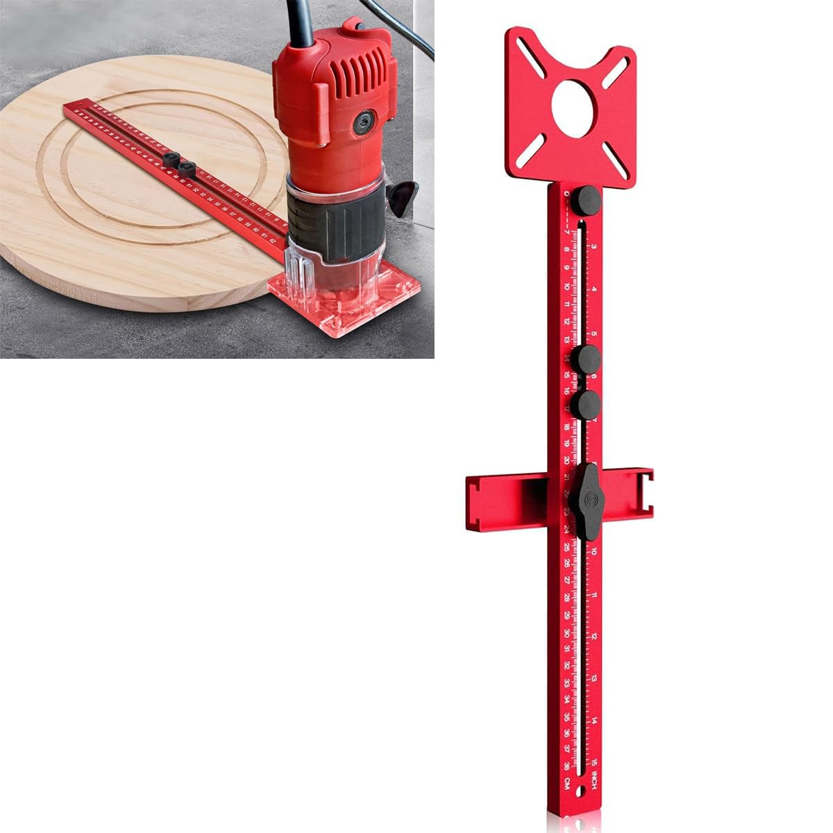 Serplex® 4 in 1 Router Milling Groove Bracket, Aluminum Alloy Router Circle Cutting Jig, Multifunctional Cabinet Hardware Jig and Router Guide, Adjustable Router Jig Tool for Woodworking-image-28