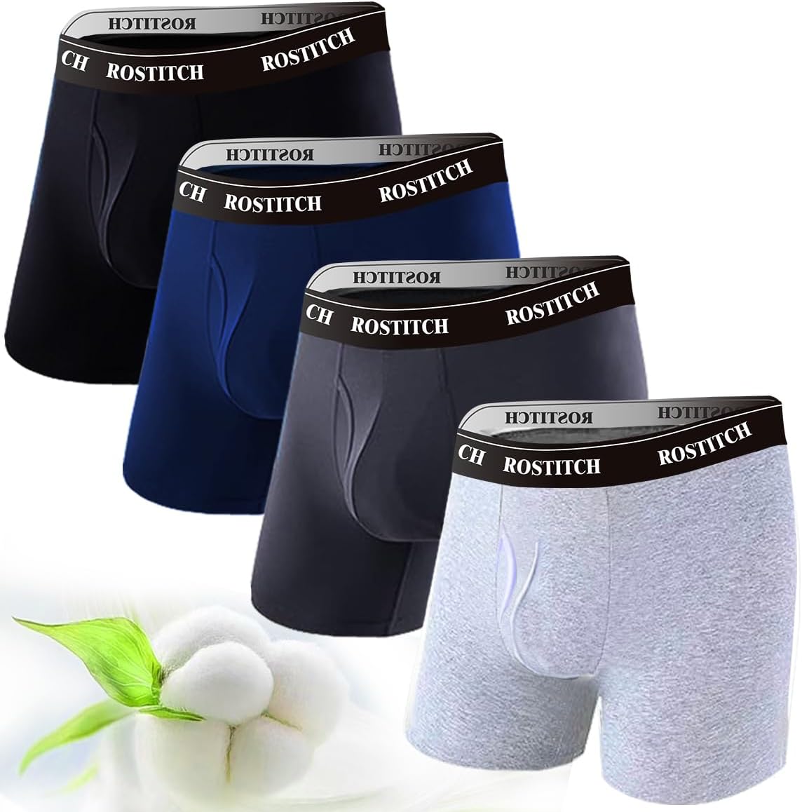 Men’s Boxer Briefs, Soft and Breathable Upgrade cotton men‘s underwear with Fly, Super elasticity mens underwear