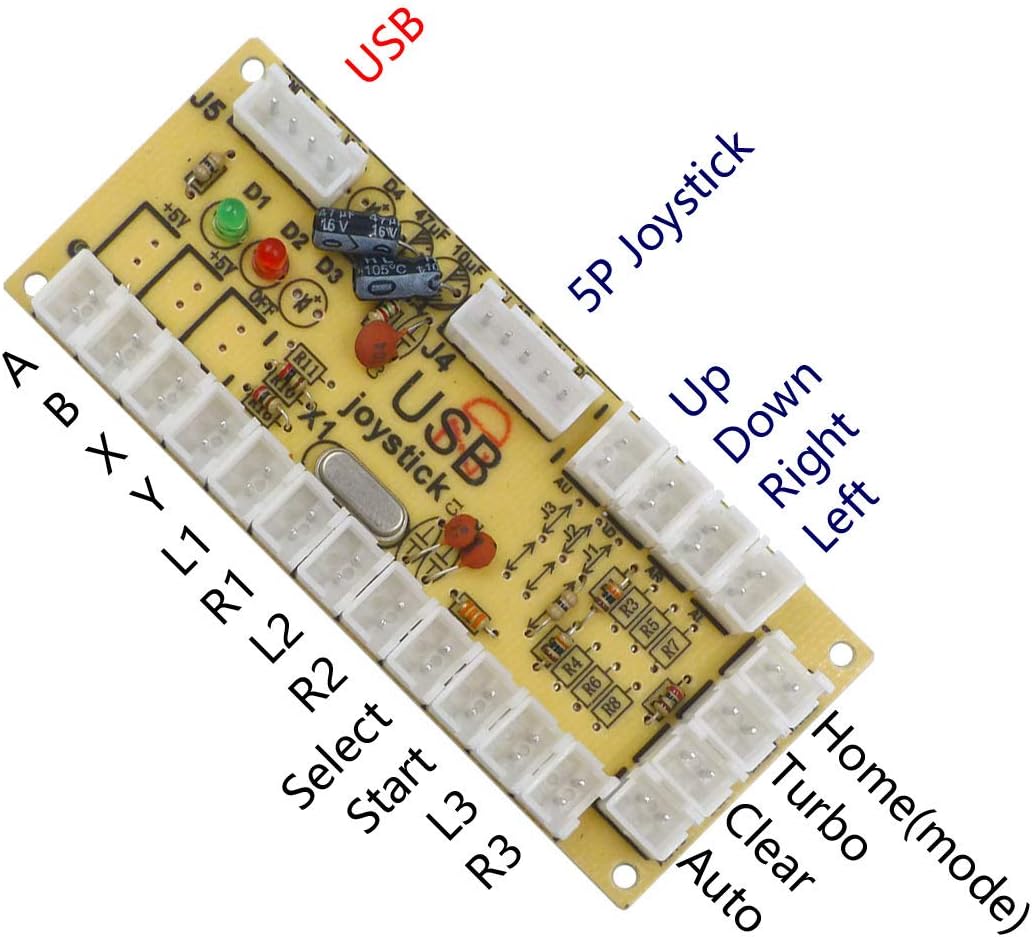 SJ@JX Arcade Game Controller Button Microswitch 8 Way Joystick Zero Delay USB Encoder Cable Stick DIY Kit