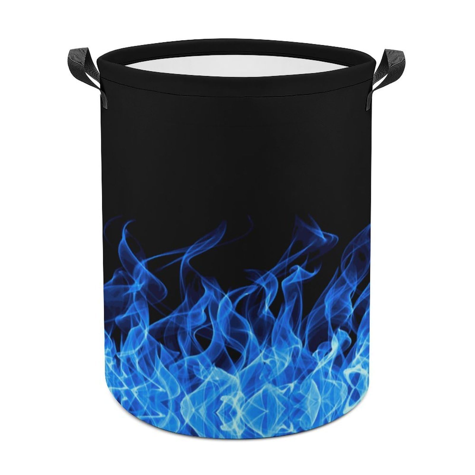 MHYRAC Laundry Hamper, Blue Burning Flame Laundry Basket, Washing Basket with Handle