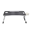 Amazon Basics Engineered Wood Foldable Laptop Table with Cup Holder, Tablet Groove and Mini Drawer (60L x 40W x 26H cm, Black)