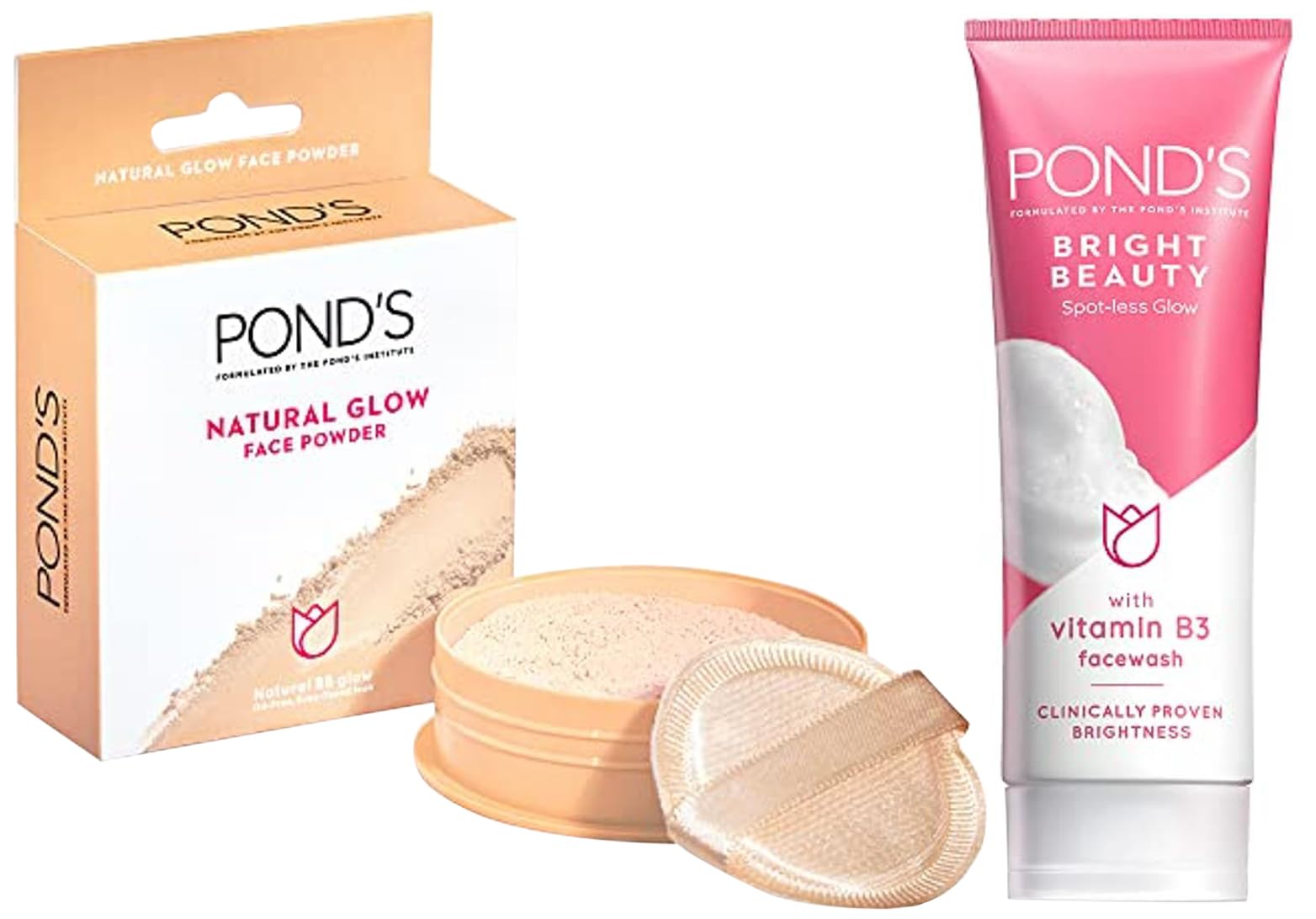 POND'S Bright Beauty Spot-less Glow Face Wash With Vitamins, Removes Dead Skin Cells & Dark Spots, Double Brightness Action, All Skin Types, 100g & Pond's Natural Glow Face Powder, BB Glow - 30G-image-7