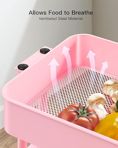 Miniatura 5 de Pipishell Carrito Utilitario Rodante de Metal de 3 Niveles, Carrito de Almacenamiento de Alta Resistencia con 2 Ruedas Bloqueables, Carrito de