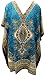 RiSi Women's Short Kaftan, V-Neck Kimono Tunic, Casual Dress One Size / Free Size Teal Blue