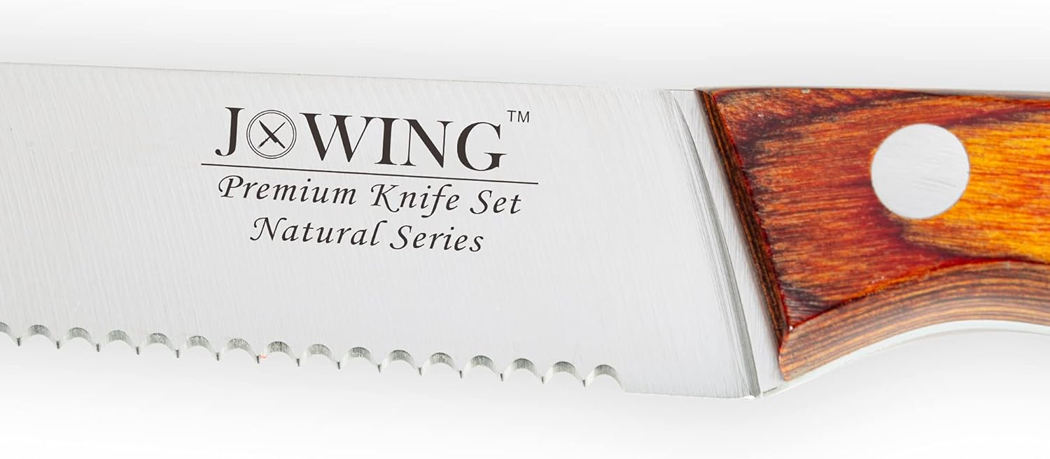 Professional 8-Piece German High Carbon Stainless Steel Steak Knife Set, Premium Full Tang Steak Knives with Pakkawood Handle