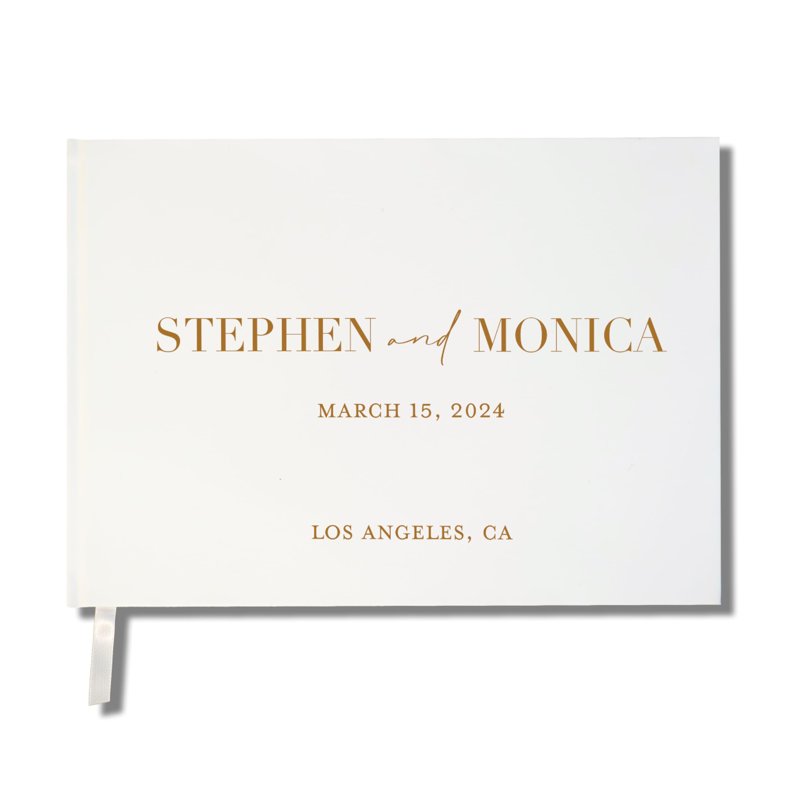 Personalized Wedding Guest Book - Elegant 14 Colors, Hardcover Custom Guestbook for Wedding Reception, 60 Blank Sheets for Signing - Eggshell Color
