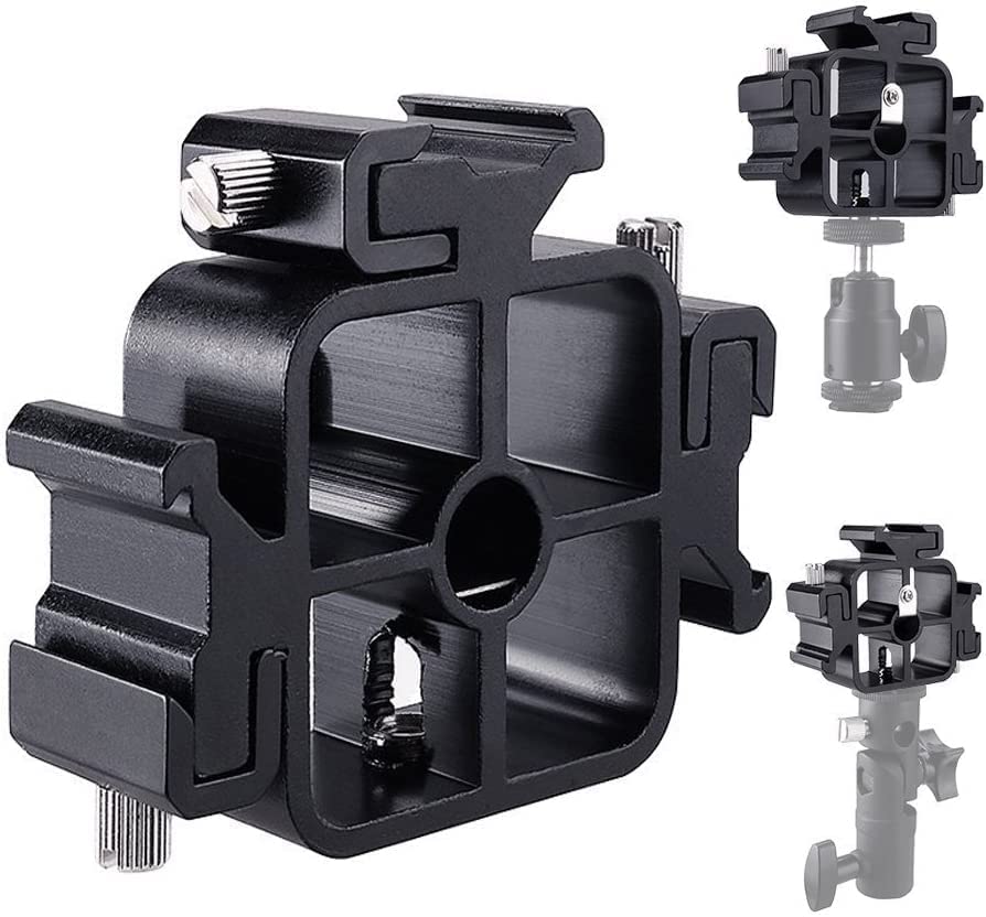 Shoe Mounts, Camera Hot Shoe Lamp Holder Flash Base Live Broadcast Bracket Multi-function Standard One-turn Three Camera Shoe Mount 1/4""-20 Tripod Screw Adapter Shoe Mount, for DSLR Camera Rig 1Pcs