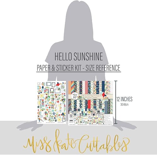Miniatura 5 de Miss Kate Cuttables Kit de papel y calcomanías  Hello Sunshine  para primavera, tulipán, floración, primavera, cometa, arco iris, amor, 20 papeles