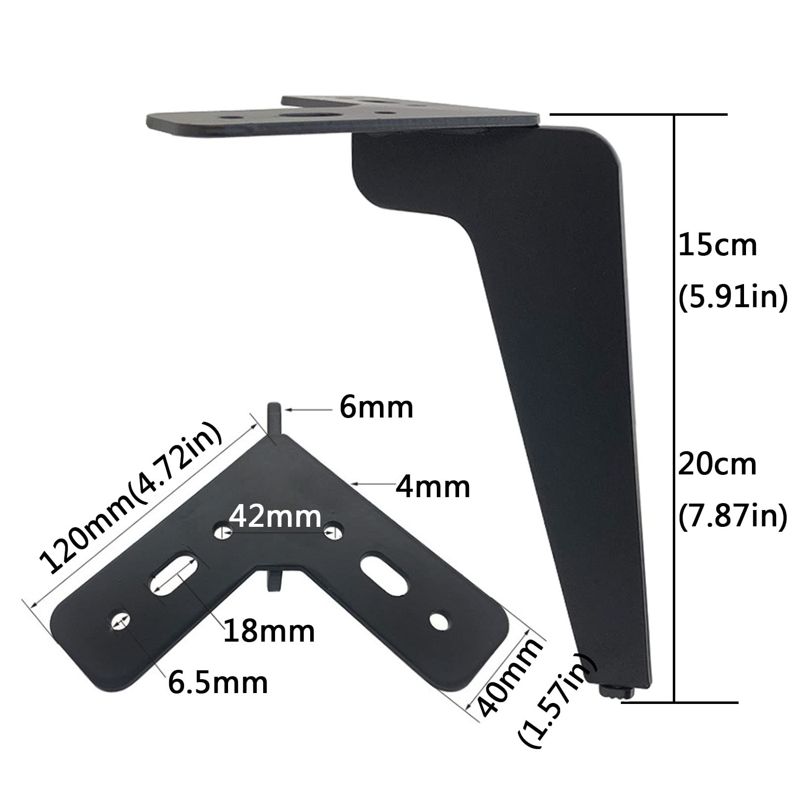 Metalowe nóżki zamienne do różnych typów mebli(Black,20cm/7.87in)