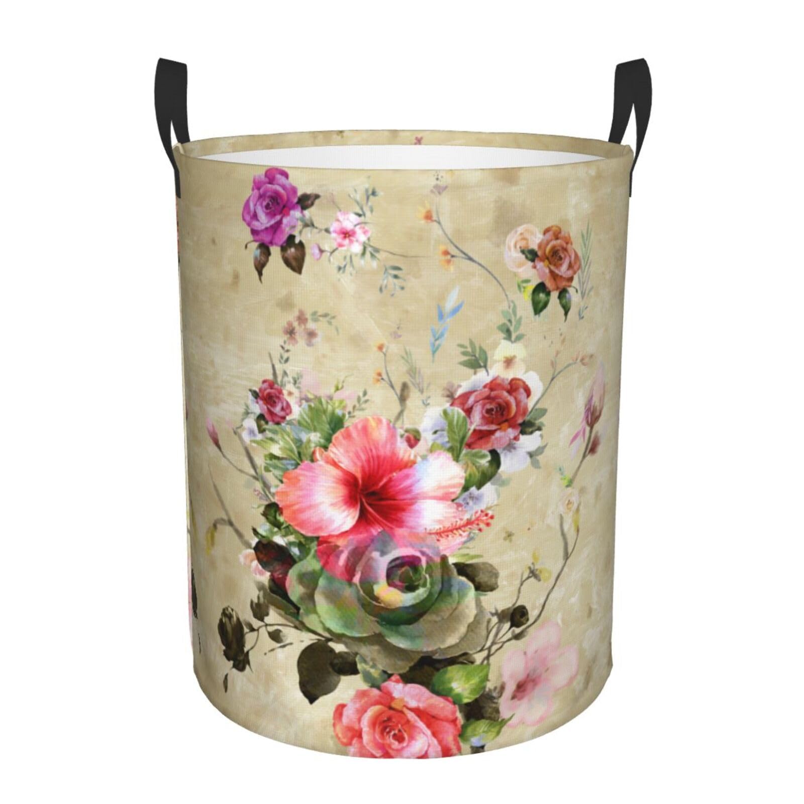 Laundry Hamper Leaves and Flower Laundry Basket Waterproof Personality Fashion Hampers for Laundry Large Collapsible Laundry Basket Storage Basket for Dorm and Home