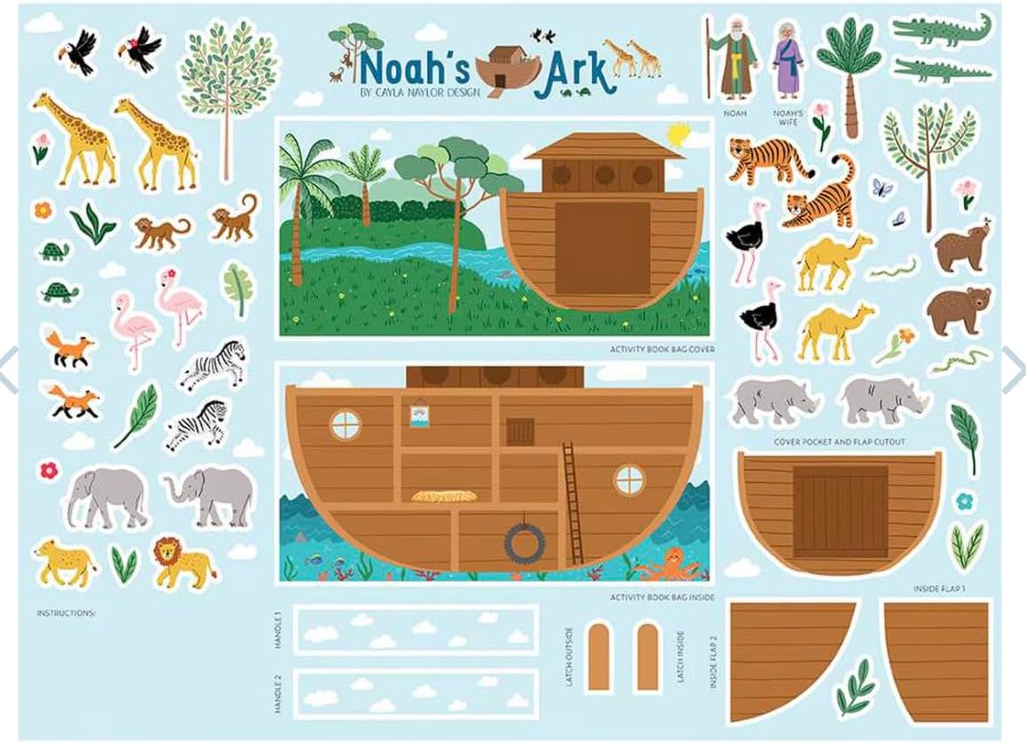 Riley Blake Two by Two Noah’s Ark Quiet Book Felt Panel | Cayla Naylor Design | 36" x 48" Fabric Panel for Quilting, Sewing & DIY Crafts