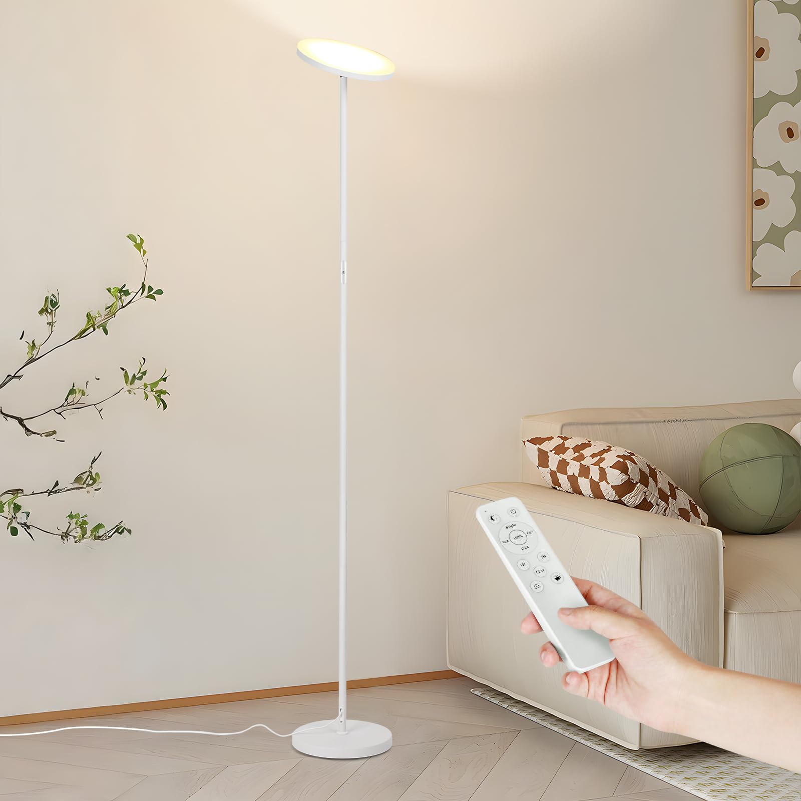 Lampada da terra ad arco, lampada da terra a LED da lettura, dimmerabile per soggiorno, camera da letto, design moderno, stile aeronautico, lampada da terra con stelo curvo in alluminio aeronautico, 3