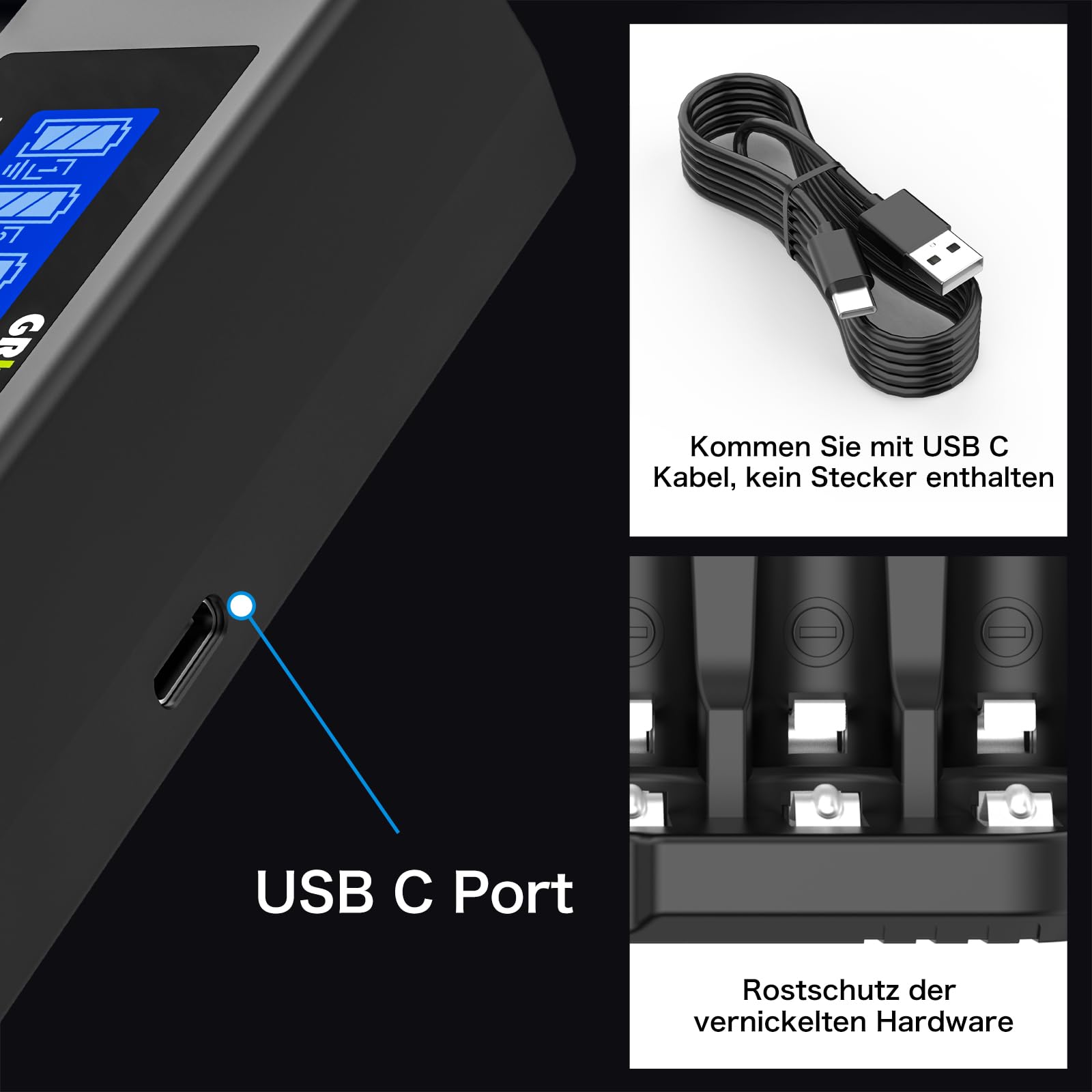 8X AA Akku Lithium Wiederaufladbare, 1.5V 3500mWh, Ladegerät