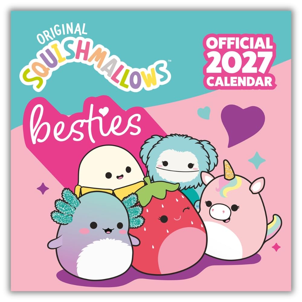Squishmallows 2027 Square Wall Calendar Official Licensed Plush Character Calendar, Monthly Grid Layout, Cute & Colourful Squishmallows Artwork, Large Square Format, Gift for Squishmallows Fans