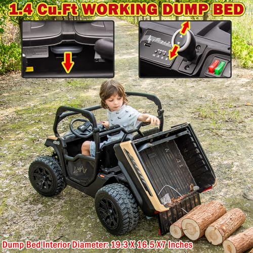 Image of NEWQIDA 2 Seater Kids UTV 24V Ride on Toy for Kids Side by Side, Quicksand