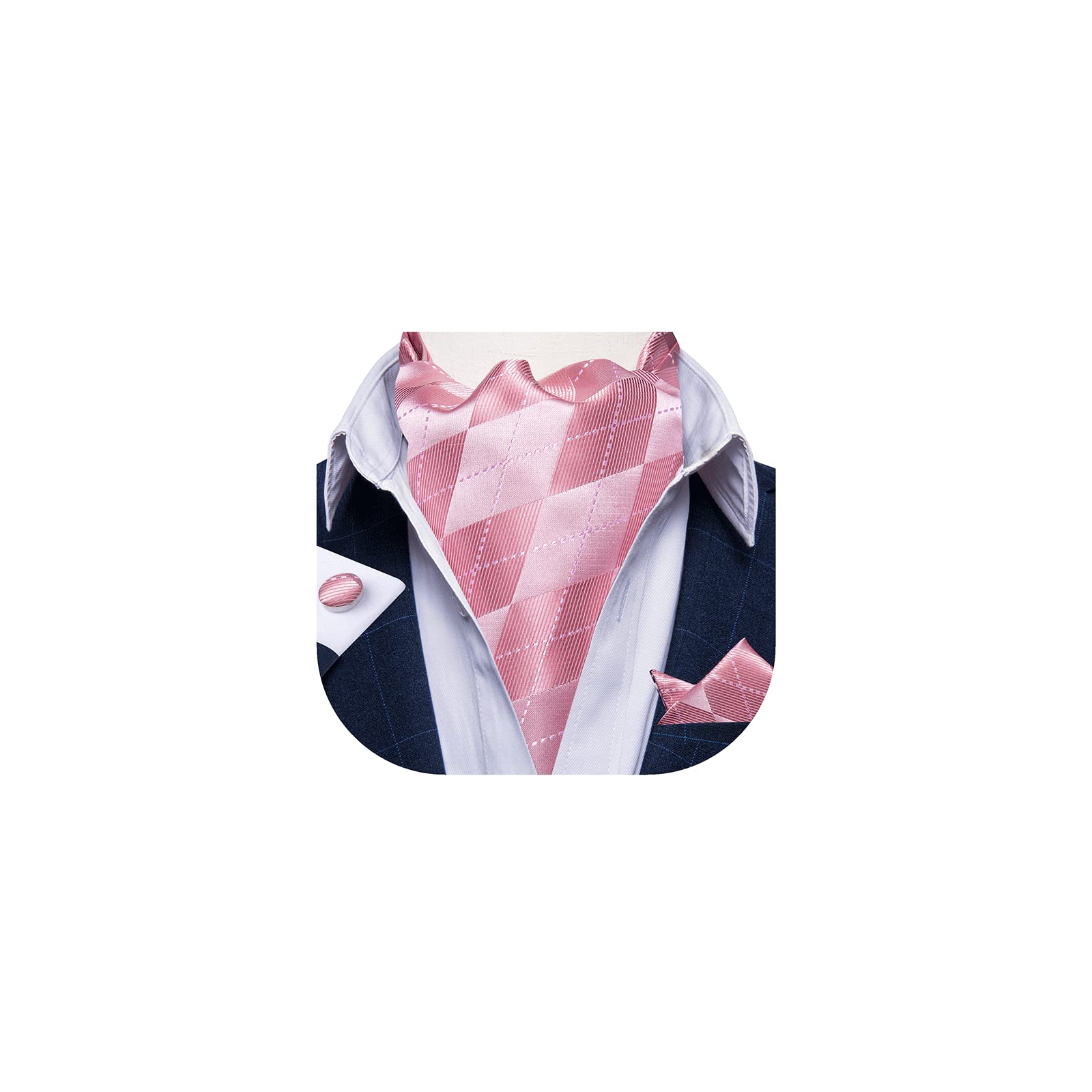 DiBanGu Jacquard Woven Ascot Silk Cravat Set for Men Wedding
