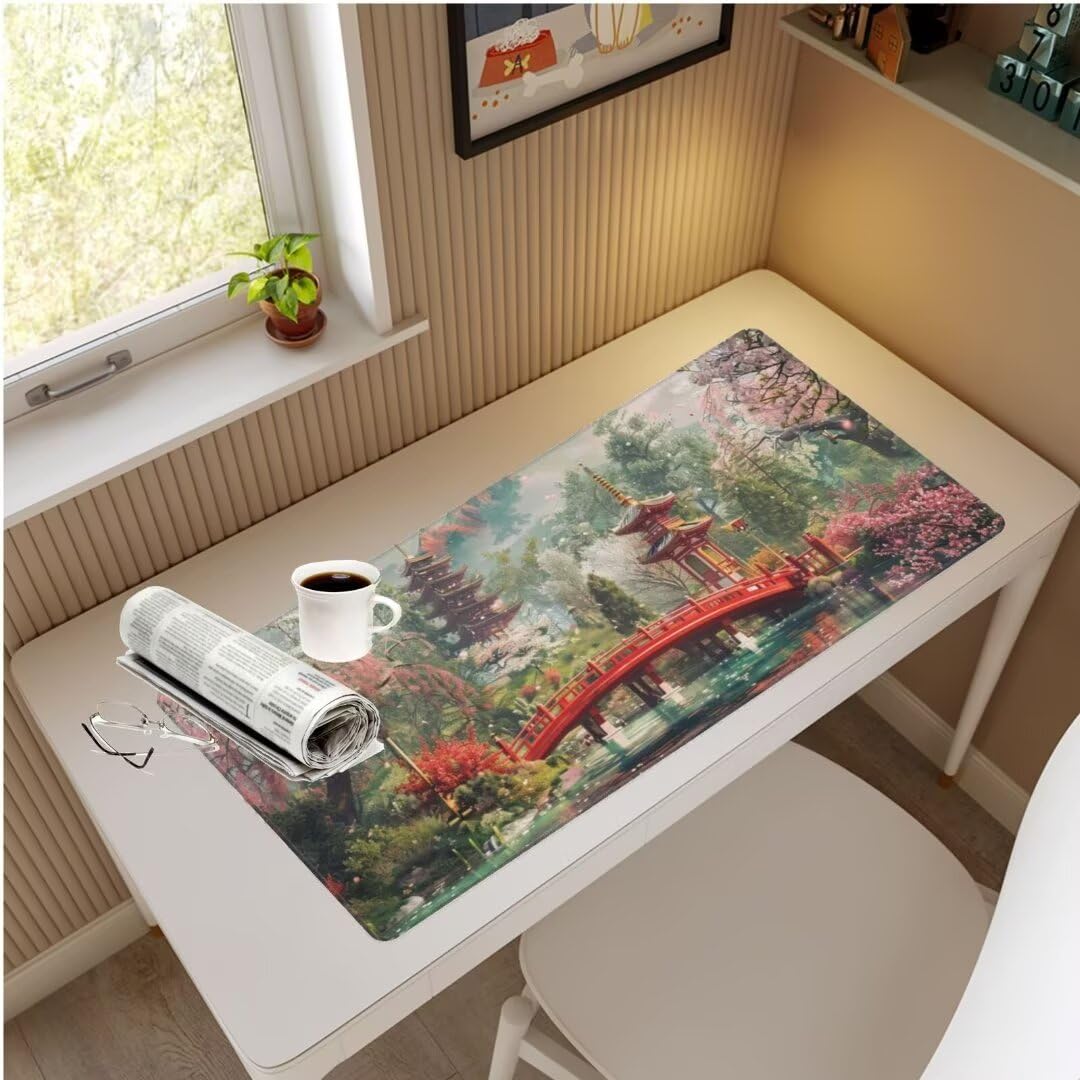 Podkładka pod mysz w stylu retro, duża podkładka na biurko, 150 x 80 cm, japońska podkładka pod mysz do gier, wodoodporna podkładka pod klawiaturę, trwała podkładka na biurko, miękka, antypoślizgowa