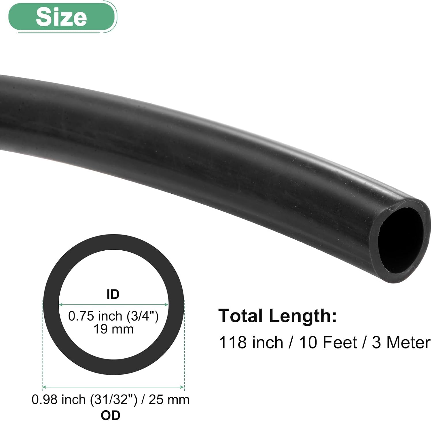 Silicone Tubing, 3/4"[19mm] ID x 31/32"[25mm] OD Flexible Silicone Rubber Tube, 10ft High Temp Water Air Hose Pipe for Pump/Liquid Transfer/Brewing/Aquaponics [Black]