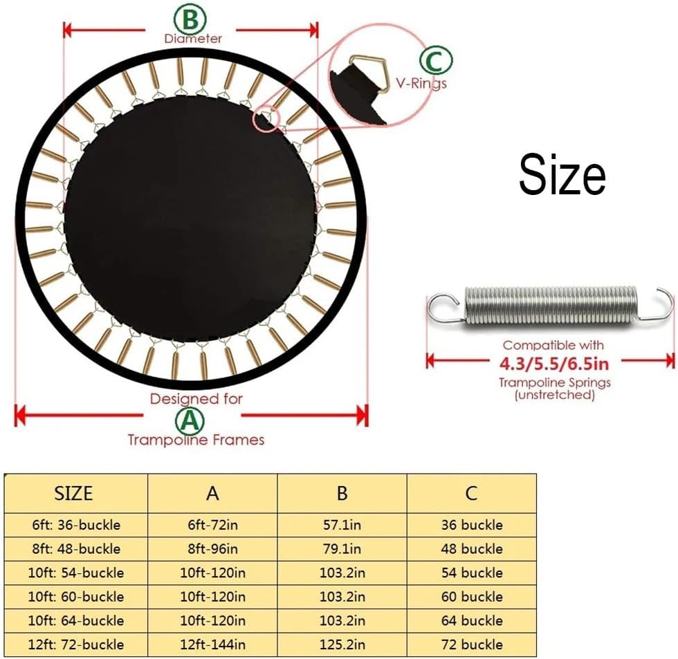Trampoline Accessories Replacement Trampoline Mat Jumping Pad 6/8/10/12ft with Safety Spring for Home Family Trampoline Repair Accessories Trampoline Parts