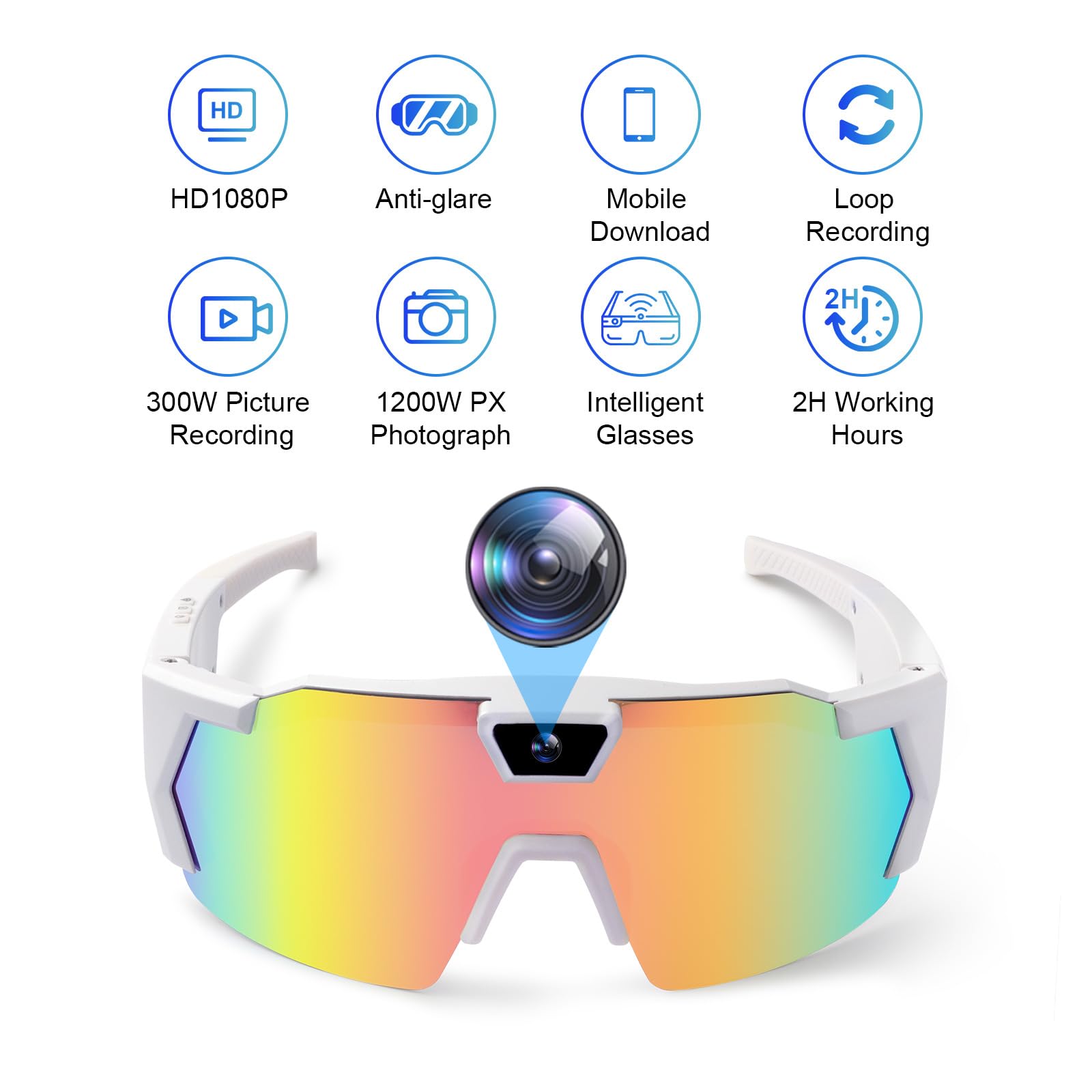 LiveOnce Gafas de grabación de video con cámara, gafas de sol inteligentes HD 1080P para deportes, ciclismo y senderismo, almacenamiento de 32 GB, micrófono integrado y lentes polarizadas (F 32 GB)