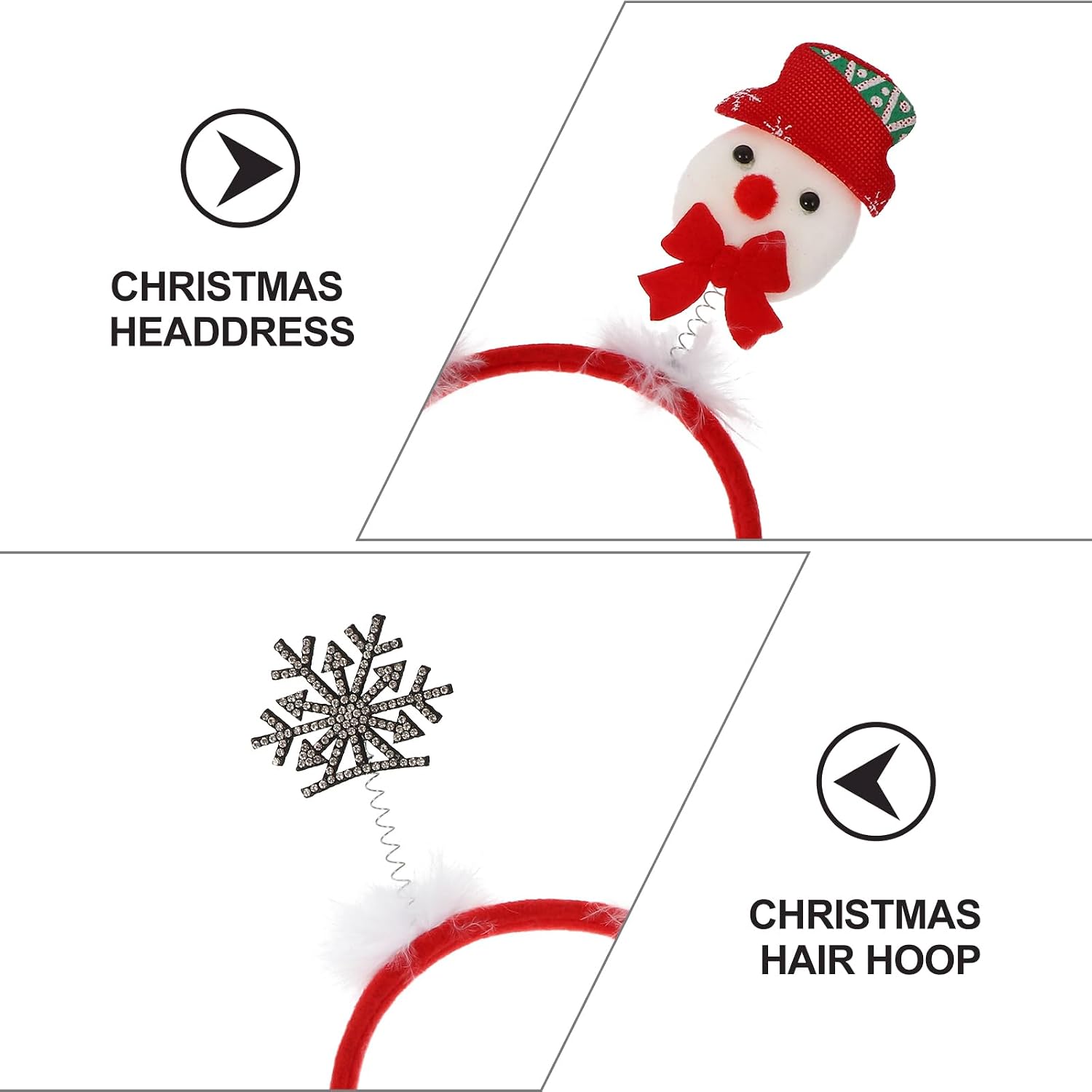 FRCOLOR 12 pcs Christmas Party Headbands Snowflake Santa Headdress Xmas Tree Reindeer Antlers Random Styles Holiday Costume Photo Booth Accessories