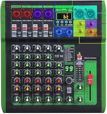 ミキサー オーディオ 2 個 DJ ミキサーミキサー 99DSP エフェクトマルチバンドイコライゼーション調整 48V Bluetooth 接続