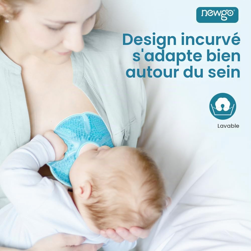 NEWGO Lot de 2 coussinets rafraîchissants 3 en 1 pour l'allaitement, compresses d'allaitement, coussinets de refroidissement et chauffage pour la poitrine