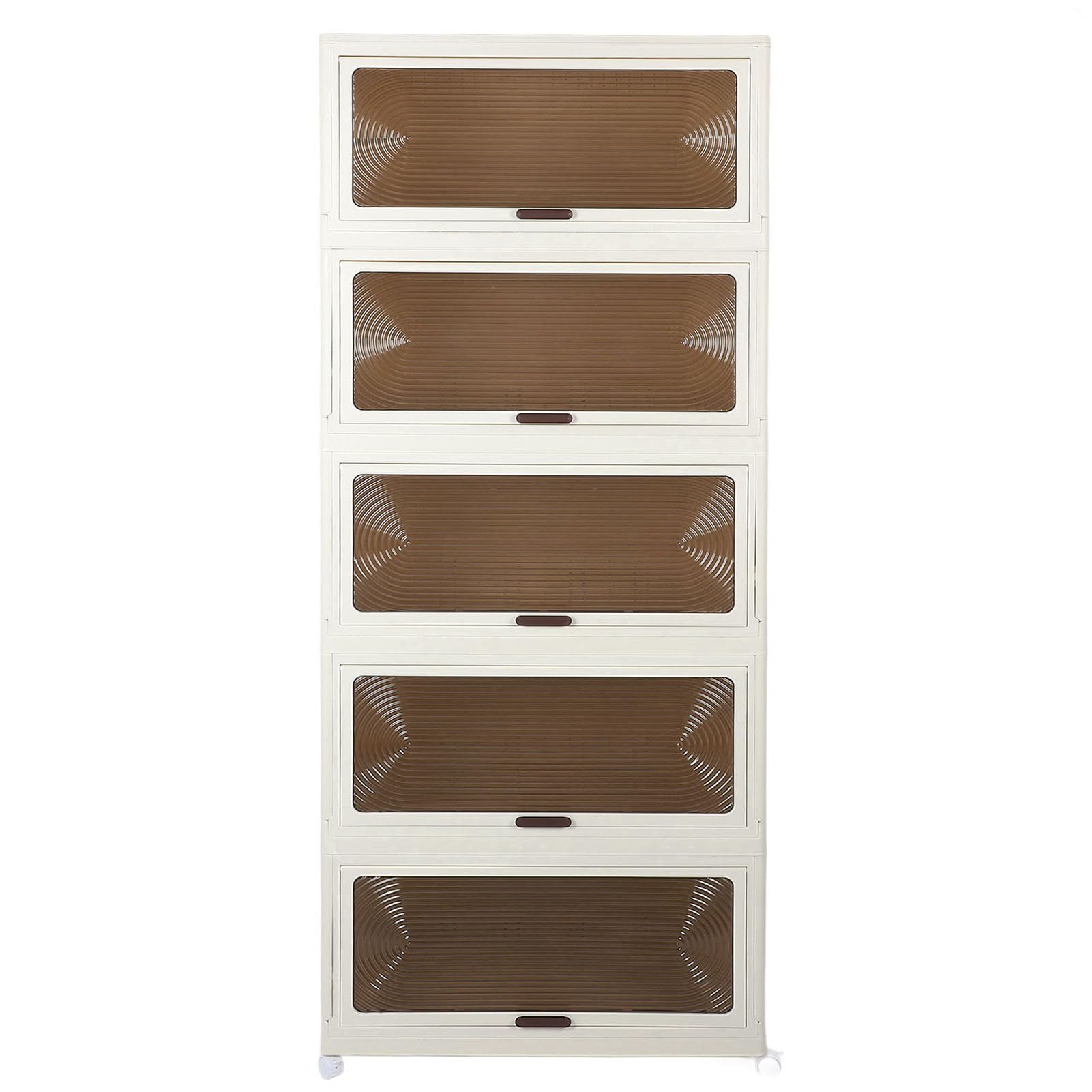 Caja de Almacenamiento con Tapa Frontal Abierta Instalación Gratuita Contenedores de Almacenamiento con Ruedas Apilables Contenedores de Almacenamiento Multifuncionales 85 (5 Layers)